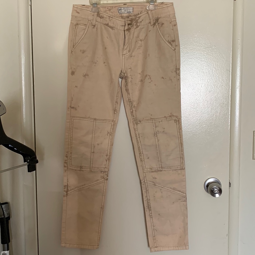 Free People Khaki Straight Leg Carpenter Jeans